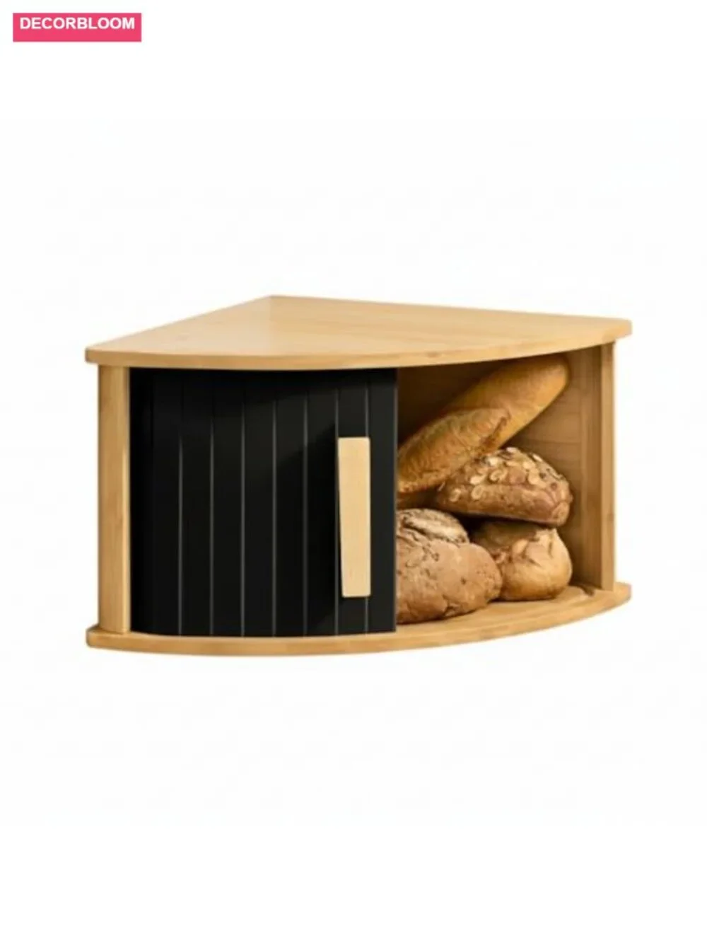 Bamboo Bread Box with Sliding Door, Space-Saving Kitchen Storage